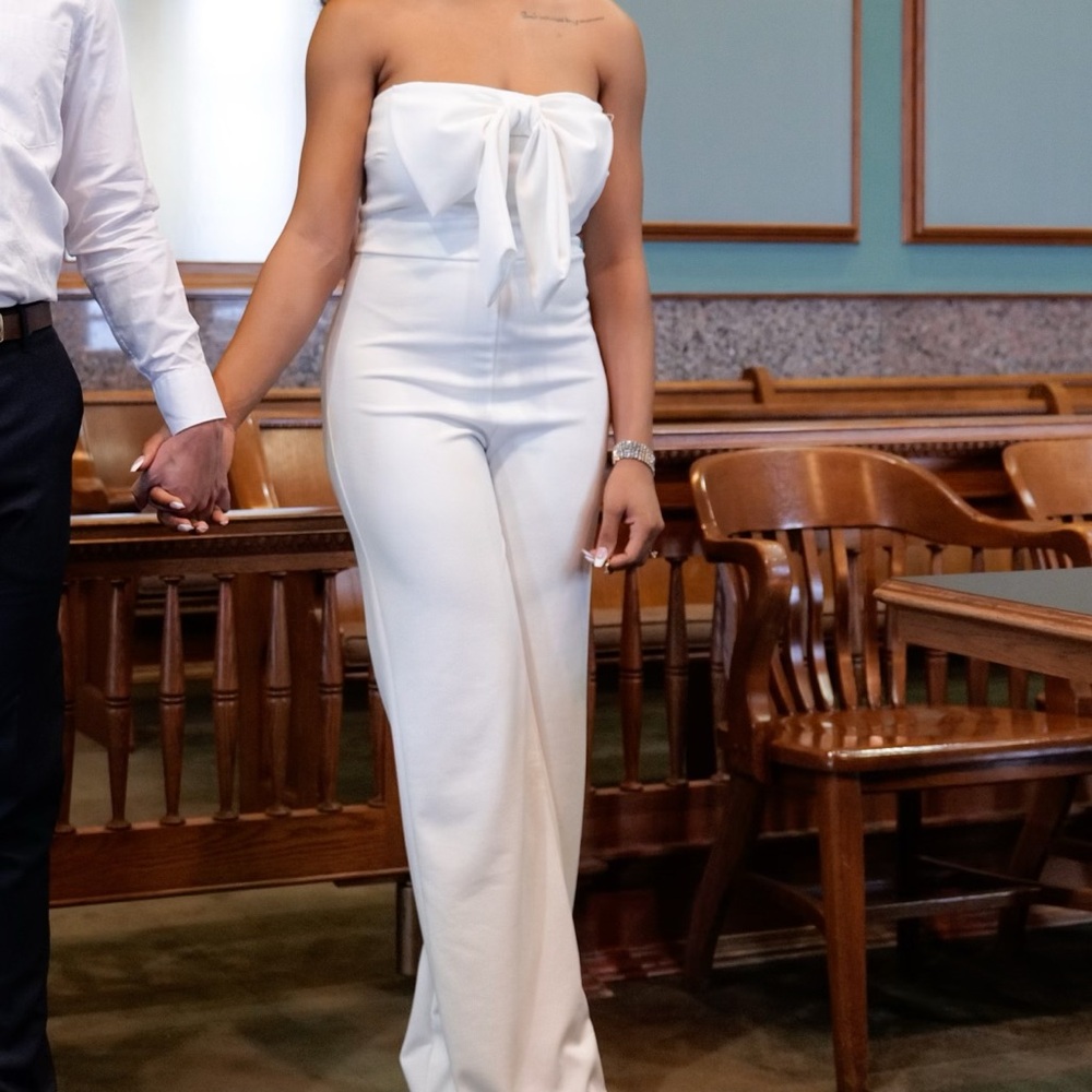Elegant White Strapless jumpsuit